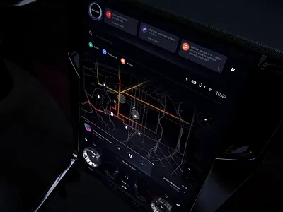 HMI car navigation design ai artificial intelligence assistance automotive car climate cluster hmi hvac intelligence navigation navigation bar popup road seats speed traffic userinterface vehicle voice