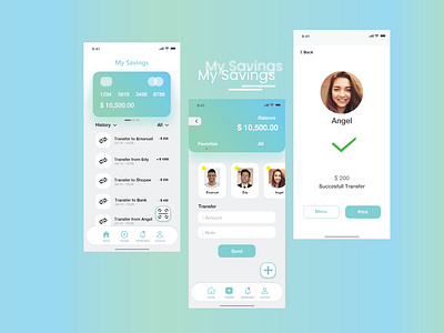 My Saving Money adobe app credit design green money saving ui ux