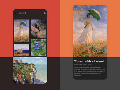 Painting of artists museum app app ui ux