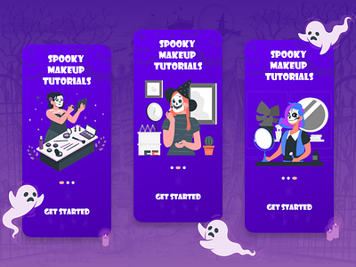 Halloween Makeup UX/UI animation app art branding design halloween holiday illustration november seasonal ui ux vector web