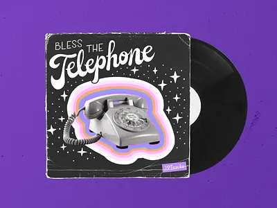 19Tracks | Bless The Telephone 70s album album art album cover alphabet collage design illustration lettering music music art procreate script font space stars telephone typography universe