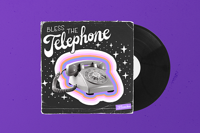 19Tracks | Bless The Telephone 70s album album art album cover alphabet collage design illustration lettering music music art procreate script font space stars telephone typography universe