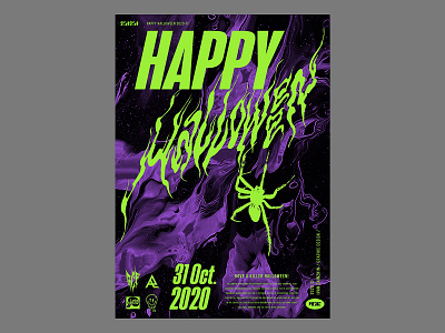 Happy Halloween poster acid calligraphy halloween lettering logo logotype poster spider typography