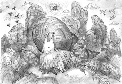 A Bulky Snail bulky cartoon character forest giant illustration ink inktober2020 snail traditional art woods