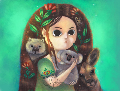 Among Friends artforkids character design characterdesign children book illustration childrens book childrens illustration dunnart girl character girl illustration illustration illustrator kangaroo koala bear koalas marsupial photoshop wombat