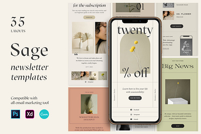 Sage – Newsletter Templates blogger email canva canva newsletter email email design email marketing email template lead magnet newsletter mailchimp newsletter design newsletter graphics newsletter template psd template newsletter xd template