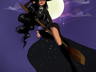 Moonlit witch art character art character design design digital art digital illustration digitaldrawing digitalpainting illustration illustration art