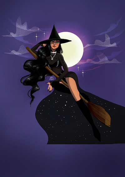 Moonlit witch art character art character design design digital art digital illustration digitaldrawing digitalpainting illustration illustration art