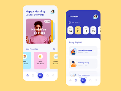 Calm Meditation App 3d blue calendar character illustration meditation mobile music ui ui design ux ux design