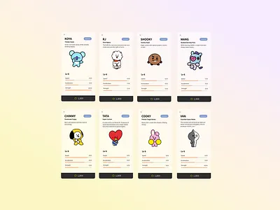 BT21 Game Character Profile android app bt21 bts bts army design game ios ios app kpop mobile mobile ui ui ux