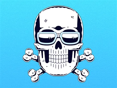 Cool skull. blue cool cool logo emblem engraved glasses gradient halftone illustration line art logo monochrome poster print retro skull skull and crossbones t shirt design vector vintage