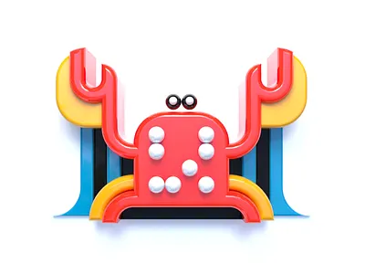 Crabster bright bright colors c4d cinema 4d clean color colors crab design geometric graphic design icon illustration minimalist realistic render rendering simple
