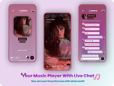 Music Player App with Live Chat Feature. app chat dailyui design figma graphic design ios live chat minimal mobile mobile app music app music player ui ui ux