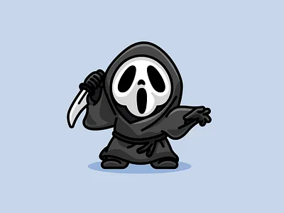 Ghostface adorable character chibi creepy cute ghostface halloween helloween illustration knife mascot mask movie murder murderer scary scream skeleton spooky trick or treat