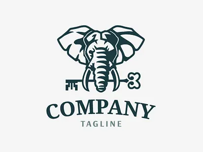 elephant key animal branding elephant flatdesign ilustration key logo realestate vector visual design