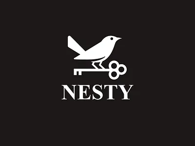 Nesty animal bird clever creative design home house key logo minimal nest property realestate simple tree