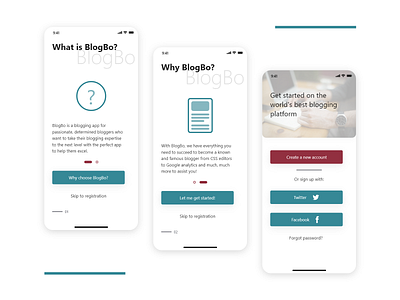 BlogBo app blogging design onboarding ui ux