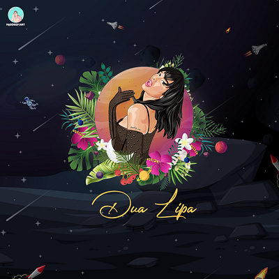 dua lipa adobe illustrator art artist artwork artworks flat galaxy illustration line art vector vector art