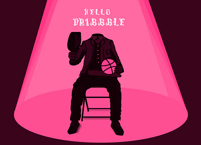 Hello Dribbble ball debut debut shot flat hello dribble helloween illustraion invite