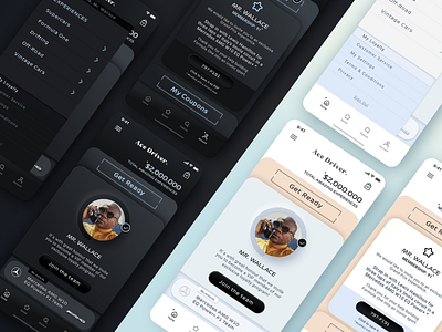 UI Mobile App Dark/ Light Interface daily ui 061 dark interface lightmode moderndesign pastelcolors racing redeem coupon ui design