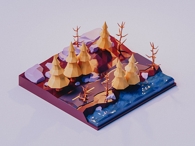 Forest 3d artist 3d illustration b3d blender cycles forest isometric isometric illustration low poly lowpoly tree