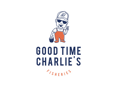 Good Time Charlie's branding branding design character character logo drawing fish fishing handdrawn illustrated illustration illustrator logo orange oyster oysters