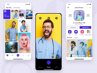 Social Network for Plastic Surgeons app design entertainment flat healthcare healthcare app ios ios app design minimal mobile app mobile app design social media social network ui ux