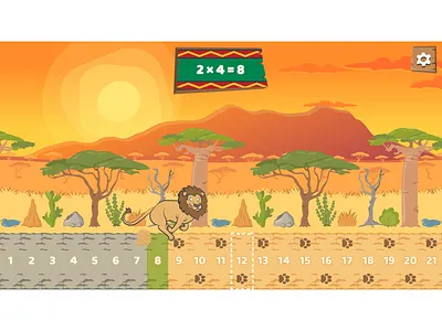 Multiplication table lines level from Safari Train 123 math game africa cartoon cartoon africa cartoon character cartoon game cartoon illustration cartoon lion cartoon style cartoon sun cartoonish character design game assets game design game development game level game ui landscape lion sun ui design