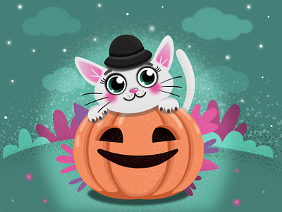 happy halloween adobe illustrator boo cat children book illustration childrens illustration cute character cute illustration halloween happyhalloween illustration kidsillustration pumpkin vector vector art vector illustration vectors