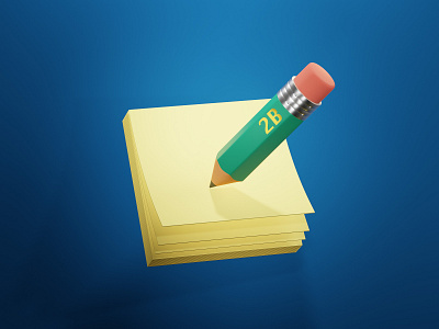 Pencil & Sticky Notes 3d blender icon pencil sticky notes