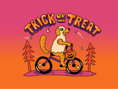 Trick of Treat Doggo GIF (Halloween 2020) adobe fresco animal animated bike branding bubble letters character colorful dog gif halloween hand lettering illustration playful pup socialmedia sticker vector