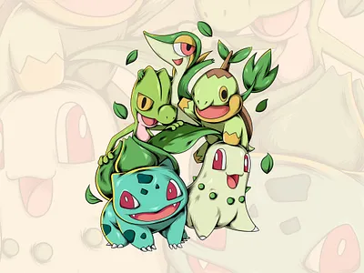 grass pokemon artwork design fanart illustration pokemon pokemon art pokemon go vector vector illustration
