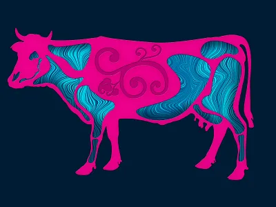 Liquified - The Pink Cow acrylic colorful cow graphics