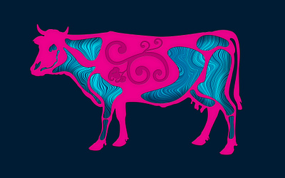 Liquified - The Pink Cow acrylic colorful cow graphics