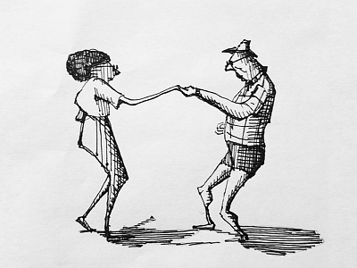 Zydeco Two-Step cajun characterdesign dancing illustration ink inktober weird zydeco