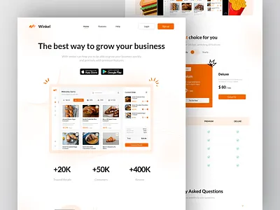 Winkel - POS Food Shop Landing Page cashier clean design food food app food shop food shop landing page landing page landing page design point of sales pos pos design pos landing page pos website design restaurant ui ux web web design website