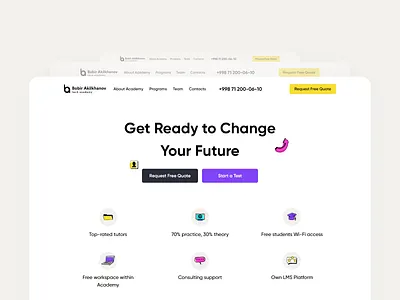Landing Page for Bobir Akilkhanov Tech Academy academy admission colleges courses development education hr landing page one page one pager program programming ui ui ux design uiux university web design webdesign website website design