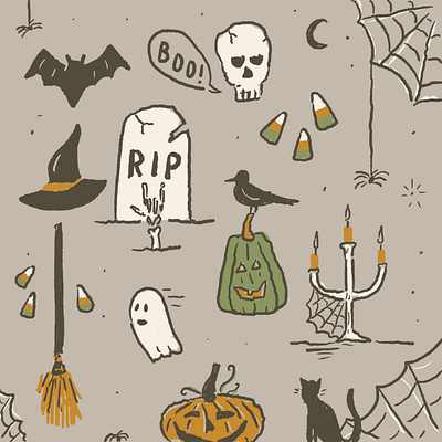 Halloween Illustrations drawing ghost halloween illustration joe horacek little mountain print shoppe procreate pumpkin sketch skull spiderweb spooky typography