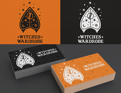 Witches Wardrobe branding businesscard design design something spooky halloween icon illustration logo moon narnia ouija ouija board spooky stars sun tarot vector wardobe witch witches wardrobe