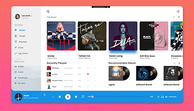 Desktop music app design music music app ui uiux xd