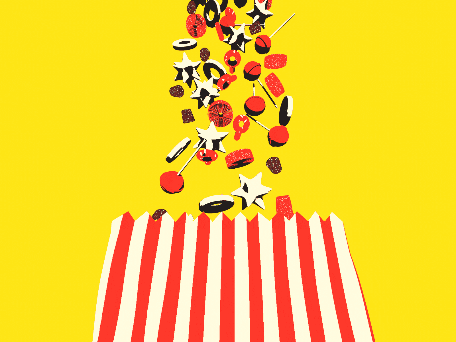 31 - PICK N MIX cartoon cinema 4d design drawing illustration