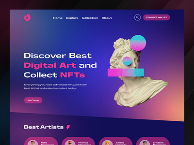 NFT Website Header ux design