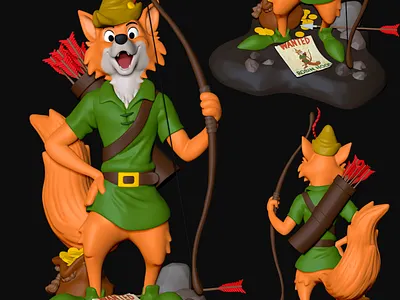 Robin Hood Disney Toy for 3D Print 3d 3d art 3d artist 3d print 3dprinting charactedesign character cinema 4d collectibles design disney render toy zbrush