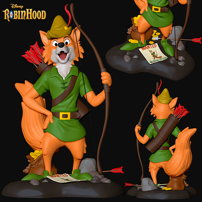 Robin Hood Disney Toy for 3D Print 3d 3d art 3d artist 3d print 3dprinting charactedesign character cinema 4d collectibles design disney render toy zbrush