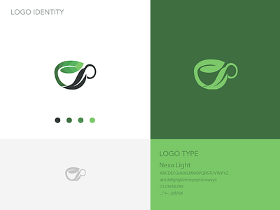 Cup with leaf cup logo natural polygons tea logo