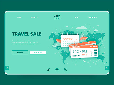 Travel sale landing page design flat illustration landing landing page online marketing ui ux vector web