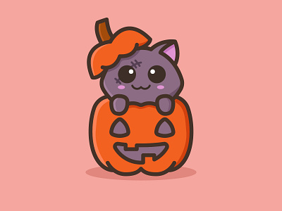 Little Undead animal cartoon cat character cute design feminine halloween halloween design illustration little cat logo mascots playful pumpkin scary youthful zombie