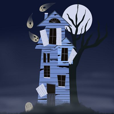 Haunted house illustration