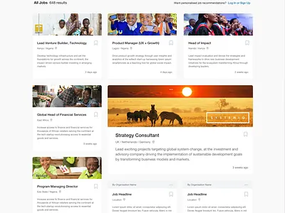 Job Listing - Mixed Size Grid cards ui grid job listing tiles