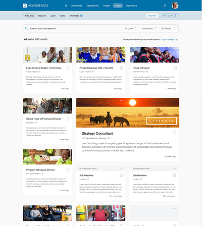Job Listing - Mixed Size Grid cards ui grid job listing tiles